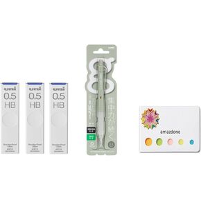 amazdone uni Alpha Gel switch 0.5mm Mechanical Pencil, opal green Body (M51009GG1P.52) +uni Mechanical Pencil Lead,The Uni Smudge-Proof Leads 0.5mm HB 3 Set Sticky Notes
