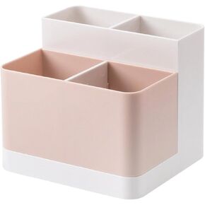 Khakho Desktop Storage Organizer Remote Control Holder Makeup Brushes Organizer Pencil Pen Holder Desktop Storage Box for Desk, Home Office Supplies (Pink)