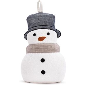 DEMDACO Snow Day Classic White, Black 9.5 x 5.5 x 6.5 Inch 100% Cotton, Sand Decorative and Functional Holiday Décor, Handmade, Christmas Door Stop Stopper, Snowman