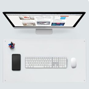 Glass Mousepad Desk Mat 16" x 12" Tempered Desk Protector Pad for Desktop Desk Cover for Wooden Craft Vanity Desk Topper, Small