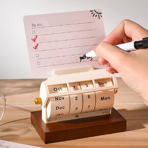 Rotary Perpetual Desk Calendar with Message Card and Pen,Timeless Elegance for Daily, Weekly, and Monthly Planning Perpetual Calendar Table Calendar Countdown Calendar for Home Office