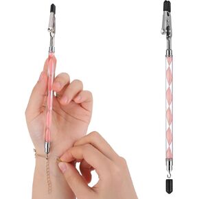 2 in1 Bracelet Helper Tool, 1Pcs Bracelet Helper to Put on Yourself Pink Bracelet Assist Tool with Hook Quick Release Fastening Jewelry Clasp Helpers Aid Assistance for Bracelet Necklace Watch