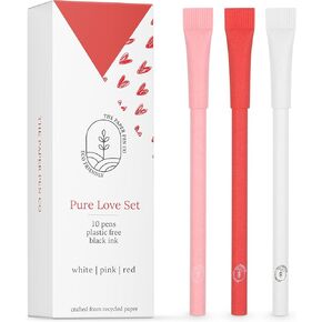 eco-friendly pen - crafted from 100% recycled paper, plastic-free, black Ink, pack of 10, Blue Lagoon set