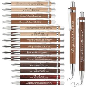 20 Pcs Christmas Employee Appreciation Gifts Bulk Inspirational Bamboo Pen Affirmation Pens Motivational Quote Retractable Ballpoint Pen Thank You Gifts for Coworker Teacher Staff Gifts