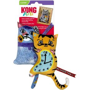 KONG Artz Cats - Crackling Cat Toys with Catnip, Ribbon and Tail (Kahlo/Picasso)