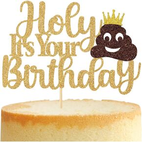 Gold Glitter Holy Shit It's Your Birthday Cake Topper, Holy Shit You’re Old Cake Decor, Funny Birthday Party Decorations Supplies