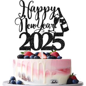 Happy New Year 2025 Cake Topper, Hello 2025, Happy New Year Cake Decorations, Cheers to 2025, New Years Eve Party Decorations Rose Gold Glitter