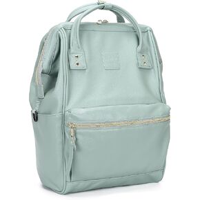 Kah&Kee Leather Backpack Diaper Bag Laptop Travel Doctor Teacher Bag For Women Man (Tan Pink II)