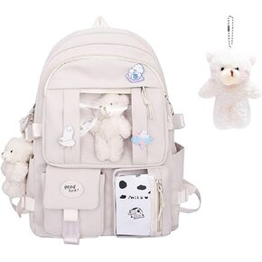 Schoolbag Backpack Kawaii Backpack with Cute Pendenat Star Y2K Aesthetic Light-weight Casual Daypack for Women (Blue)
