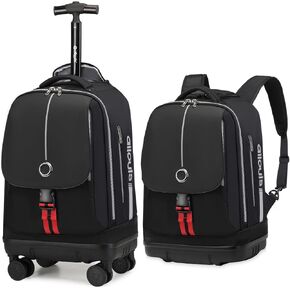 Rolling Backpack with Detachable Wheels 18 Inch Roller Backpack for Men Women Waterproof Travel Wheeled Laptop bag
