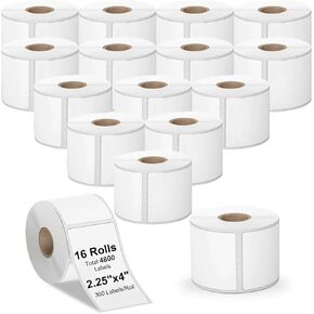 4800 Labels 2.25"x4" Direct Thermal Labels, 16 Rolls Strong Adhesive Sticker Labels Perforated, Compatible with Rollo, Munbyn and Others Thermal Printers for Barcode, Address, Mailing Labels