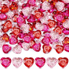 Zeyune 300 Pcs Rhinestone Heart Buttons Bulk Valentine‘s Day Buttons for Crafting Pink Red Crystal 2 Hole Sewing Fastening for Valentines DIY Sewing Clothes Accessories(1/2 Inch)