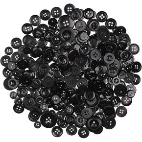 450-550 Pcs Assorted Size Buttons for Sewing, Arts & DIY Crafts - Black, 0.3-1 inch