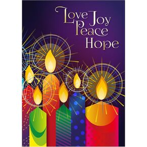 Religious Christmas cards - Love, Joy, Peace, pack of 20, 5x7in, printed in England, with Bible verse. Christian Christmas cards with envelopes bulk, by Just Cards Direct