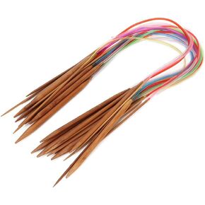 18pcs Bamboo Knitting Needle Set Color Carbonized Double Pointed Bamboo Circular Knitting Needle for Knitting Process(100cm)
