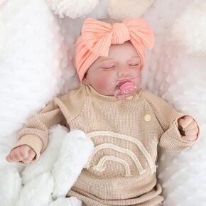 Lifelike Reborn Baby Dolls 19 inch Sleeping Realistic Newborn Girl Baby Doll Soft Vinyl Cloth Body Real Life Baby with Feeding Toy Kit Birthday Gifts for Kids Age 3+