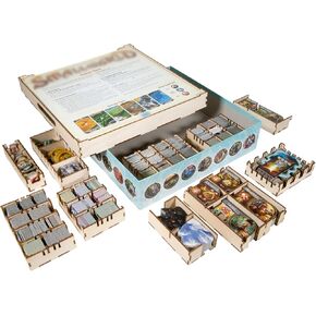 The Broken Token Small Realm Core Box Game Organizer Compatible with Small World - Wooden Game Organizing Box with Multiple Trays