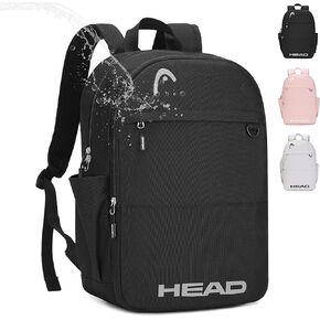 HEAD Waterproof Travel Backpack for Women & Men, Lightweight Laptop Backpack Computer Bags fits 15.6 inch Notebook, Casual Daypack College Backpacks for Weekender Overnight/Sports Gym/Work/Fitness