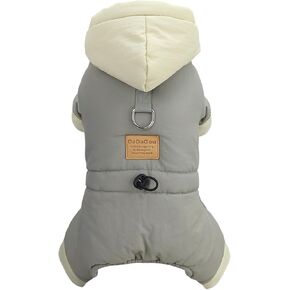 Dog Coat Windproof Jacket Cold Weather Coat 4 Legs Warm Dog Jumpsuit Winter Thick Coat Snow Proof Clothes Cotton Dog Coat for Small Dog Medium Dog Cat Blue S