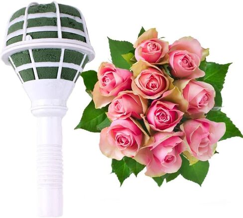 SHINEOFI 24Pcs Bouquet Holder Stand Floral Handle Floral Bouquet Holder Foam Bride Bouquet Holder for Bouquet Foam Bouquet Base Arrangement Tool Bridesmaid Wedding in Saudi Arabia