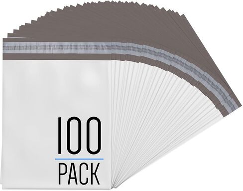 100 Pack Polymailer, 65 Mic (2.65 Mil), 10 x 13, White, Thick Durable, Waterproof Self-Sealing Shipping Bags and Envelopes, Made in Korea in Saudi Arabia