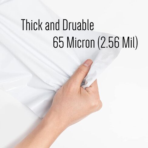 100 Pack Polymailer, 65 Mic (2.65 Mil), 10 x 13, White, Thick Durable, Waterproof Self-Sealing Shipping Bags and Envelopes, Made in Korea in Saudi Arabia