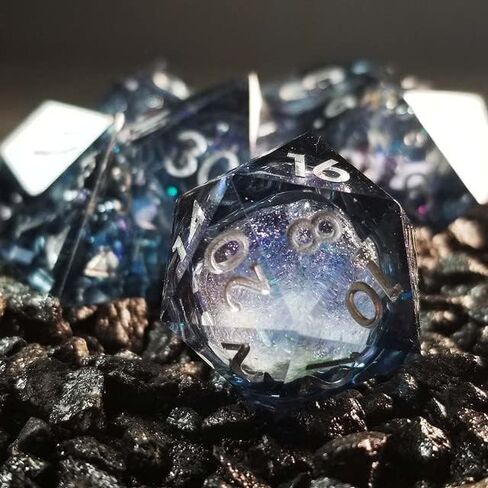 مجموعة نرد DND متعددة السطوح من الراتينج ذو الحافة الحادة من 7 قطع من Sage's Portal Souls Liquid Core للأبراج المحصنة والتنينات، نرد آر بي جي منضدية TTRPG (أرواح الشتاء) in Saudi Arabia