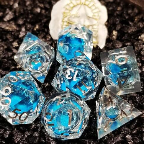 مجموعة نرد DND متعددة السطوح من الراتينج ذو الحافة الحادة من 7 قطع من Sage's Portal Souls Liquid Core للأبراج المحصنة والتنينات، نرد آر بي جي منضدية TTRPG (أرواح الشتاء) in Saudi Arabia