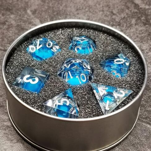 مجموعة نرد DND متعددة السطوح من الراتينج ذو الحافة الحادة من 7 قطع من Sage's Portal Souls Liquid Core للأبراج المحصنة والتنينات، نرد آر بي جي منضدية TTRPG (أرواح الشتاء) in Saudi Arabia
