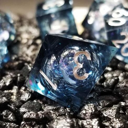 مجموعة نرد DND متعددة السطوح من الراتينج ذو الحافة الحادة من 7 قطع من Sage's Portal Souls Liquid Core للأبراج المحصنة والتنينات، نرد آر بي جي منضدية TTRPG (أرواح الشتاء) in Saudi Arabia