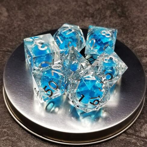 مجموعة نرد DND متعددة السطوح من الراتينج ذو الحافة الحادة من 7 قطع من Sage's Portal Souls Liquid Core للأبراج المحصنة والتنينات، نرد آر بي جي منضدية TTRPG (أرواح الشتاء) in Saudi Arabia
