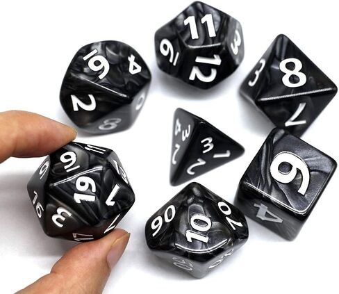 Dice- DND Dice Set 25mm RPG Dice for Dungeons and Dragons D&D Pathfinder MTG Role Playing Dice Giant Black Polyhedral Dice with Dice Bag in Kuwait