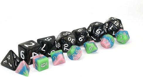 Dice- DND Dice Set 25mm RPG Dice for Dungeons and Dragons D&D Pathfinder MTG Role Playing Dice Giant Black Polyhedral Dice with Dice Bag in Kuwait