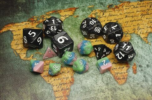 Dice- DND Dice Set 25mm RPG Dice for Dungeons and Dragons D&D Pathfinder MTG Role Playing Dice Giant Black Polyhedral Dice with Dice Bag in Kuwait