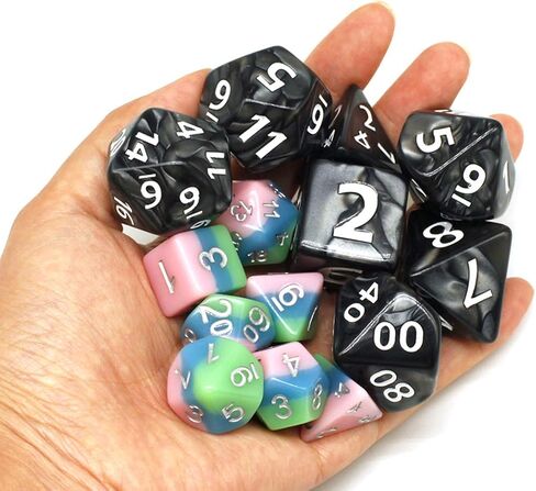 Dice- DND Dice Set 25mm RPG Dice for Dungeons and Dragons D&D Pathfinder MTG Role Playing Dice Giant Black Polyhedral Dice with Dice Bag in Kuwait