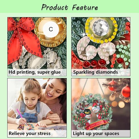 Muzagroo Art Welcome Sign Diamond Art Kits for Adults, 5D Diamond Hanging Ornament Kits for Front Door, DIY Special Shaped Diamond Dot Kits, Home Porch Crystal Hanging Pendant Ornament 2PCS (Welcome) in Kuwait