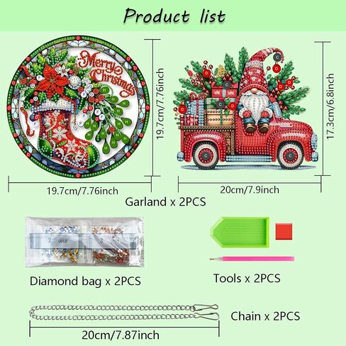 Muzagroo Art Welcome Sign Diamond Art Kits for Adults, 5D Diamond Hanging Ornament Kits for Front Door, DIY Special Shaped Diamond Dot Kits, Home Porch Crystal Hanging Pendant Ornament 2PCS (Welcome) in Kuwait