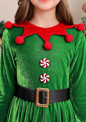 BesserBay الفتيات 3 قطع عيد الميلاد قزم زي فستان قبيح تأثيري مع حزام قبعة حزام 3-12 سنة in Kuwait