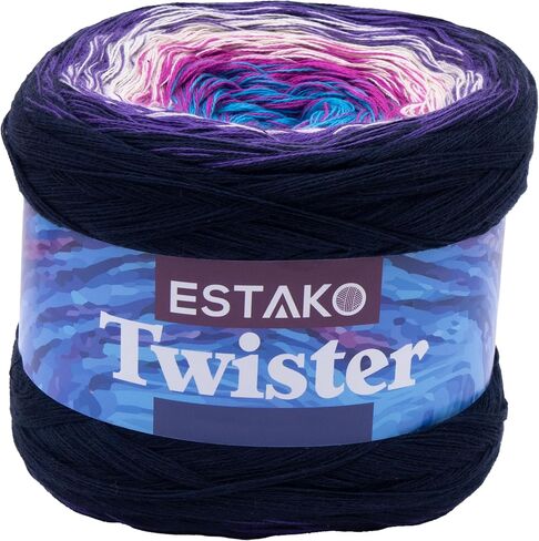Estako Twister 55% قطن 45% أكريليك متعدد الألوان، وزن الإصبع #1 للكروشيه والحياكة 8.8 أونصة (250 جرام) / 1093 ياردة (1000 متر) (4309) in Saudi Arabia