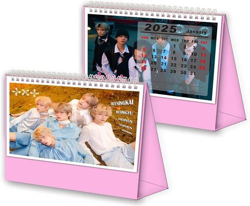 2025 New Desk Calendar Monthly Desktop Calendar for Korean Idol Group, Runs from Jan 2025 to Dec 2025, 21.5 * 19.5cm, gift for Fans Daughter (-TXT-) in Saudi Arabia