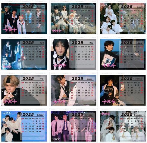 2025 New Desk Calendar Monthly Desktop Calendar for Korean Idol Group, Runs from Jan 2025 to Dec 2025, 21.5 * 19.5cm, gift for Fans Daughter (-TXT-) in Saudi Arabia