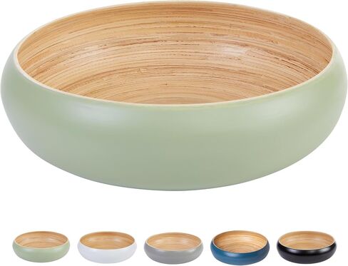 Fruit Bowl for Kitchen Counter – Handmade Spun Bamboo, Large 11.75" Fruit Basket, Eco-Friendly Decorative Serving Bowl for Home Decor, Produce Storage & Centerpiece (Gray) in Saudi Arabia