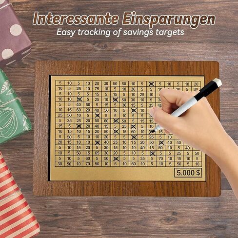 2024 New Cash Vault Wooden Savings Box, Savings Box with Money Target & Numbers, Wooden Money Saving Box, 10000 Dollar Cash Saver Box, Counter Piggy Bank, Savings Challenge Box (5000) in Saudi Arabia