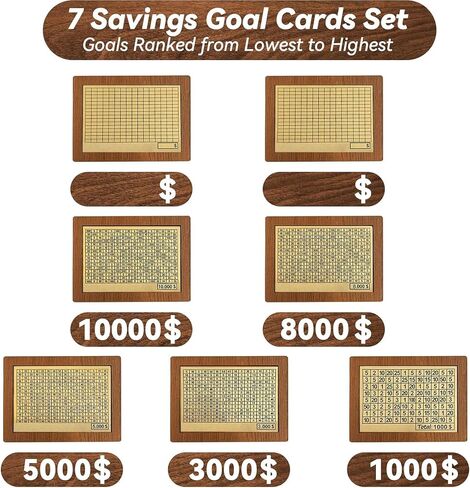 2024 New Cash Vault Wooden Savings Box, Savings Box with Money Target & Numbers, Wooden Money Saving Box, 10000 Dollar Cash Saver Box, Counter Piggy Bank, Savings Challenge Box (5000) in Saudi Arabia