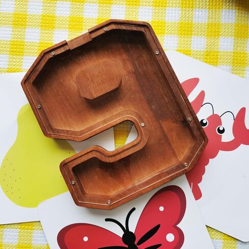 بنك خشبي رقم 9 على شكل خنزير للأطفال والأولاد والبنات، صندوق توفير المال مع تصميم مقصوص للعملات المعدنية للأطفال، هدية إبداعية للأطفال in Kuwait