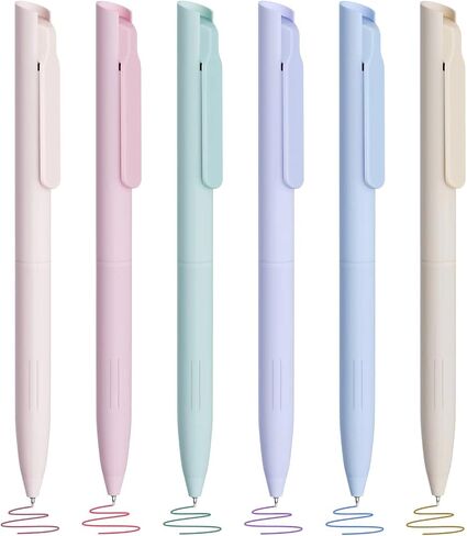Colored Gel Pens for Note Taking, 6PCS Pastel Gel Pens Colored Ink Quick Dry & No Smear, Retractable Cute Pen Fine Point 0.5mm for Journaling, Aesthetic Gel Ink Pen Smooth Writing Stationery in Saudi Arabia