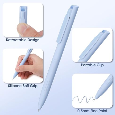 Colored Gel Pens for Note Taking, 6PCS Pastel Gel Pens Colored Ink Quick Dry & No Smear, Retractable Cute Pen Fine Point 0.5mm for Journaling, Aesthetic Gel Ink Pen Smooth Writing Stationery in Saudi Arabia