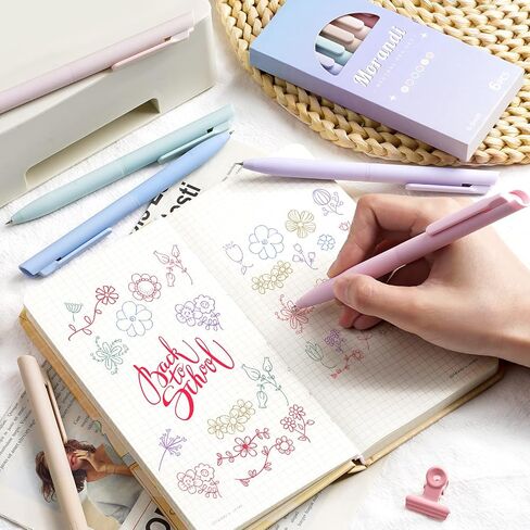 Colored Gel Pens for Note Taking, 6PCS Pastel Gel Pens Colored Ink Quick Dry & No Smear, Retractable Cute Pen Fine Point 0.5mm for Journaling, Aesthetic Gel Ink Pen Smooth Writing Stationery in Saudi Arabia