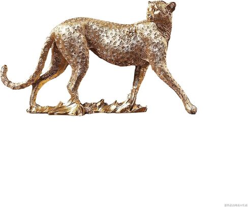 Cheetah Statue Classical Leopard Figurines Modern Style Home Office Desktop Resin Animals Decor Sculpture Decorative Gift (Gold) in Saudi Arabia