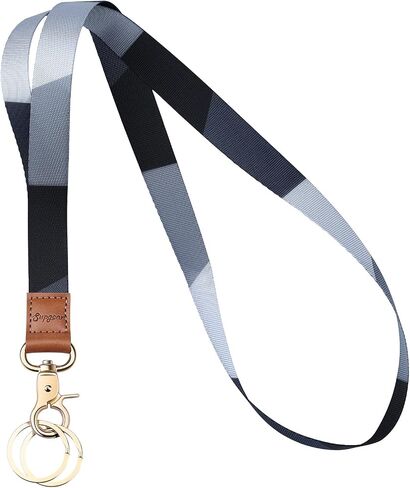 Lanyard with ID Holder, Neck Strap for Women and Girls Wristlet Keychain Premium Printed Keychain Lanyard for Key, Mobile Phone, Card Holders and ID Badges (Black Grey) in Saudi Arabia